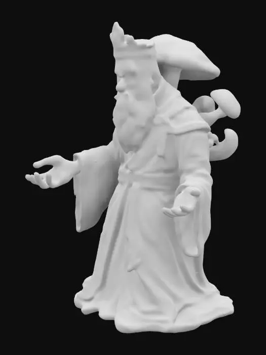 3D model for A holy saint in robes kneeling with their palms open with mushrooms sprouting all over them