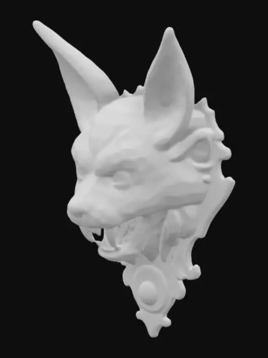 3D model for intricately carved wooden wall bust of a demonic cat