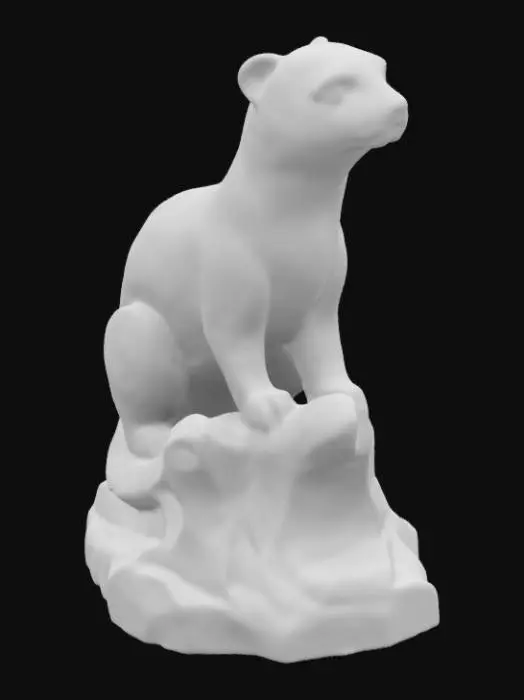 3D model for intricately carved wooden statue of a weasel sitting on a log