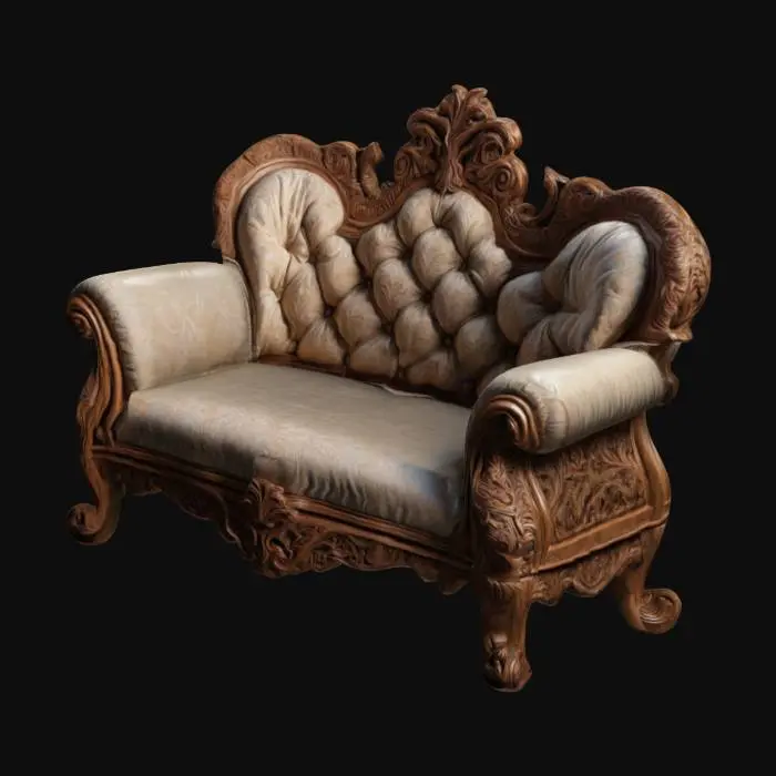3D model for Fantasy Highly Detailed Ultra Realistic Wooden Carved Loveseat