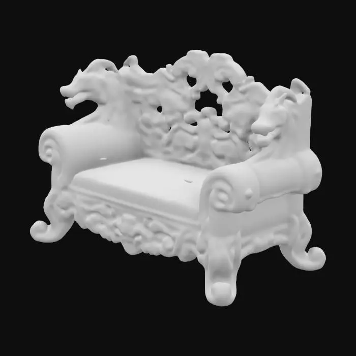 3D model for Fantasy Highly Detailed Ultra Realistic Wooden Carved Loveseat with Dragon Motif