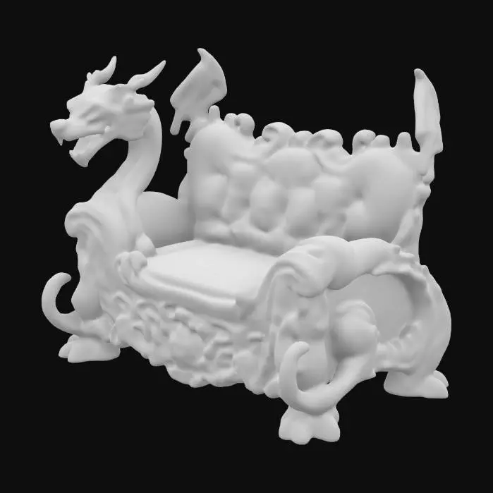 3D model for Fantasy Highly Detailed Ultra Realistic Wooden Carved Dragon Loveseat