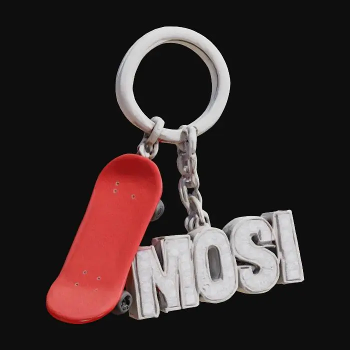 3D model for Skateboard Bling Keychain