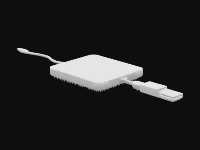 3D model for Futuristic bio tech data chip with usb type -c cord to plug in 
, no text with visible chip