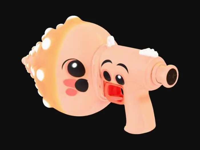 3D model for make shift cartoon water gun in the shape of a giant conch with touches of pearls on the side