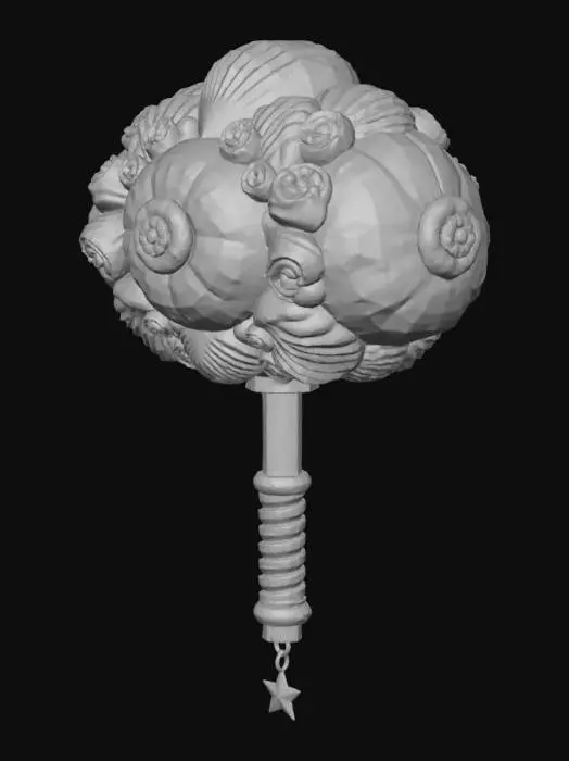 3D model for Cartoon shell decorated hammer weapon