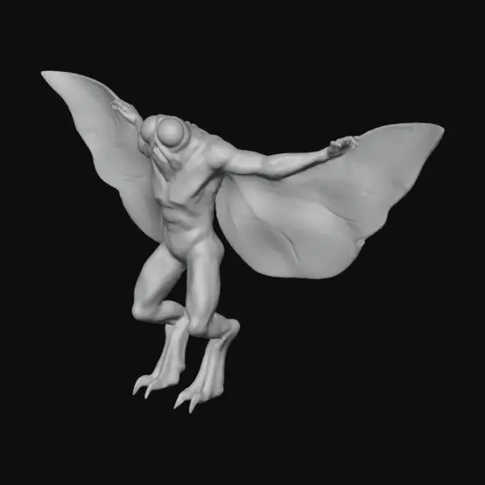 3D model for A very realestic mothman with a moth head moth eyes(Eyes composed of thousands of hexagonal ommatidia.) , moth-like wings and extremely high poly