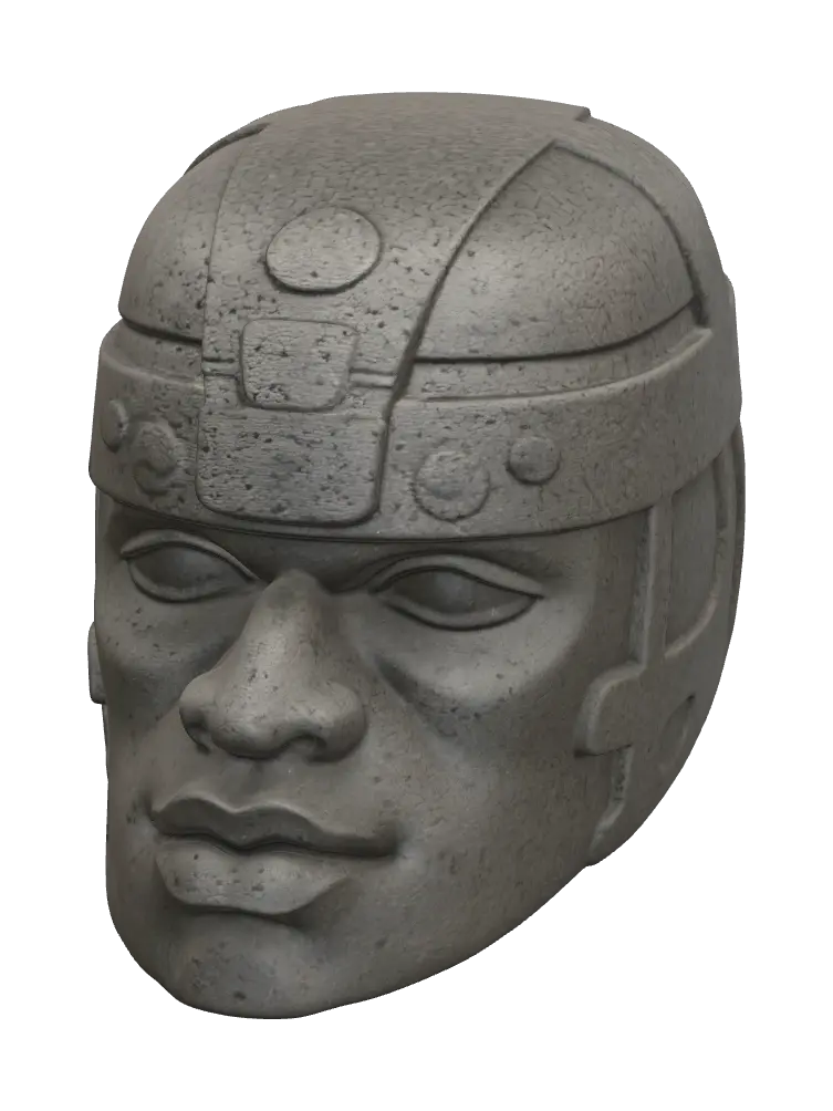 Weathered Olmec - Basalt 3D model, vytvořený pomocí AI