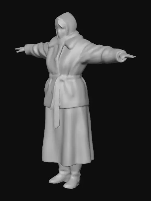 3D model for Arms Outstretched in a Fur-Trimmed Winter Coat