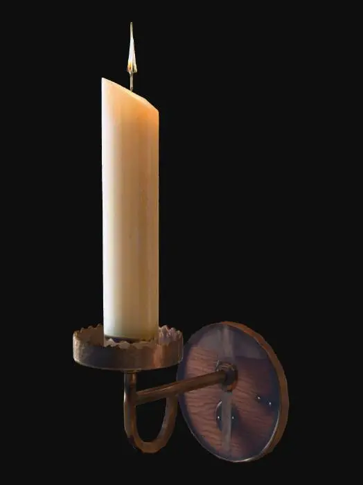 3D model for Quiero un candelabro de vela que esté agarrado a una pared. MODELAME EL CANDELABRO SOLO, NO LA PARED