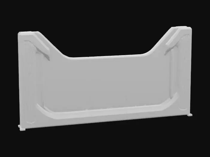 3D model for an internal lab futuristic fence section, made of dark gray shiny metal.