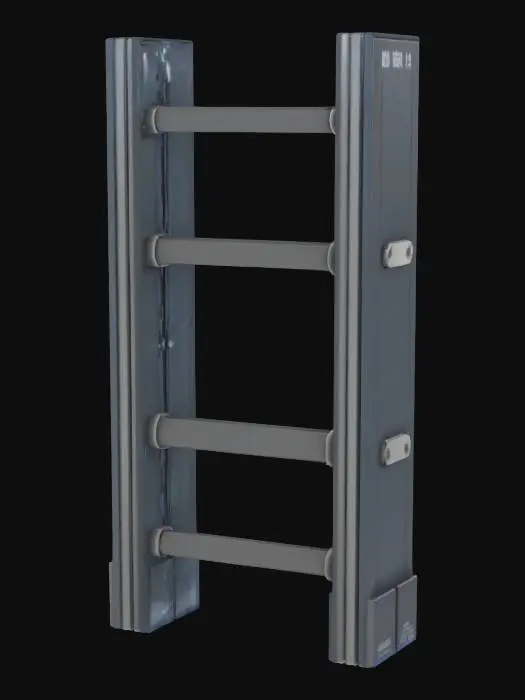 3D model for an internal lab futuristic fence section, made of dark gray shiny metal.