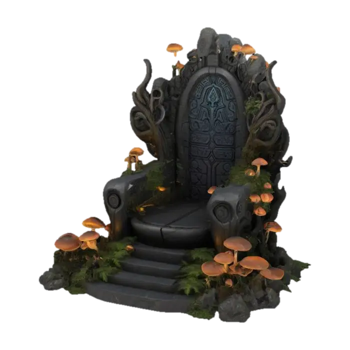 Design a highly detailed throne from an ancient high tech alien civilization. The… - Granite 3D model, vytvořený pomocí AI