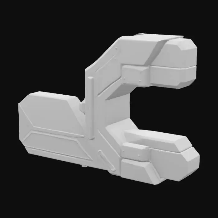 3D model for an internal lab futuristic fence section, made of dark gray shiny metal.