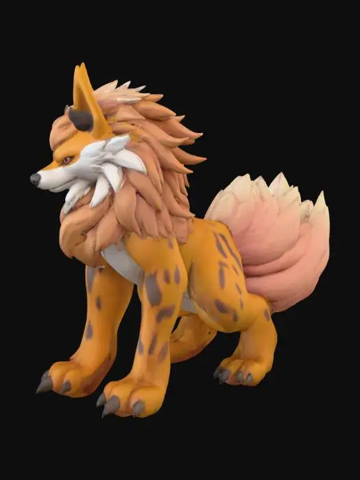 3D model for Arcanine from Pokemon
Height: 1.9 m
Geometry: mid-poly (50k tris); clean quad mesh; full UV unwrap.
Lighting: HDRI studio light; white seamless background.
Output: glTF with embedded PBR textures; units in millimeters; include normal and roughness maps.
Additional: ready for real-time game export; ready for rigging; ready for animation; poly optimized;