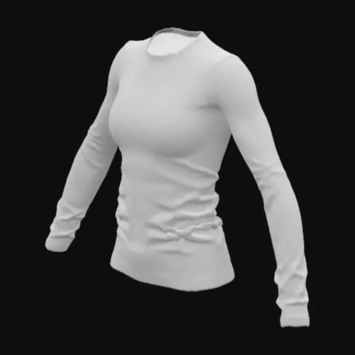 3D model for longsleeve undershirt, black , symmetrical, for female