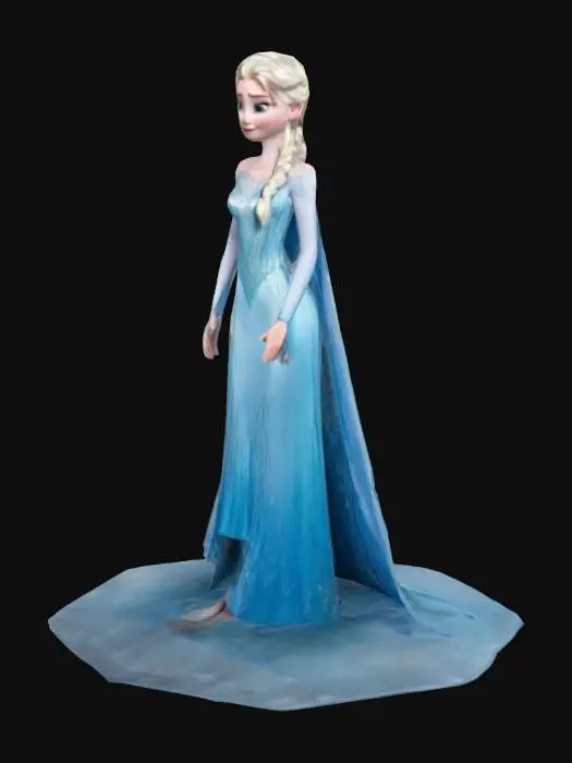 3D model for Elsa from frozen two with a long pale blue dress