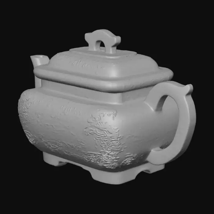 3D model for Ornate Black Teapot with Gold Designs