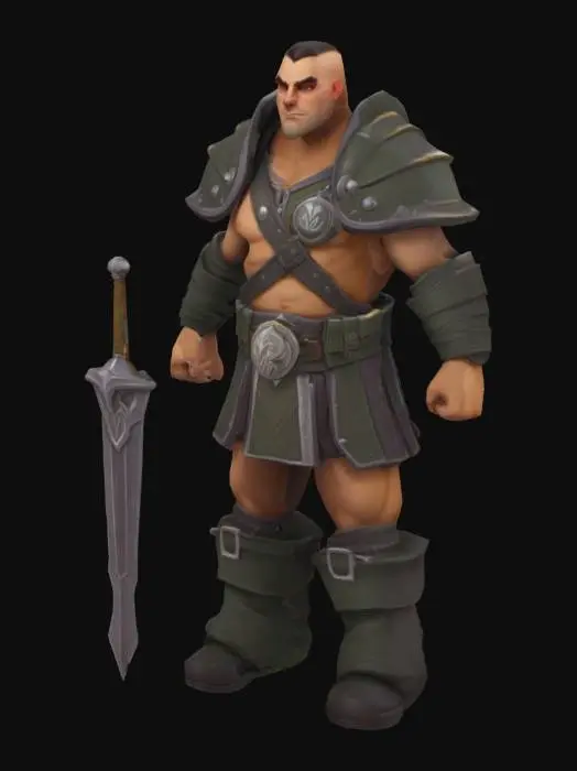 3D model for Stylized, Sergeant Bram No-nonsense, ex-sellsword. Thinks "magic is trouble" but respects skill., T-pose, World of Warcraft