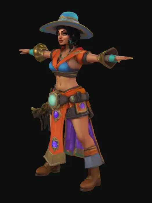 3D model for Stylized, Myra the Barkeeper Gossip queen, Used to be an adventurer, Knows everyone’s business, T-pose, World of Warcraft
