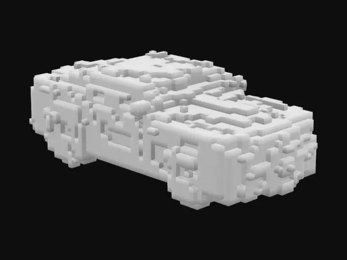 3D model for Yellow 2014 Chevrolet Camaro with a black racing stripe down the middle.