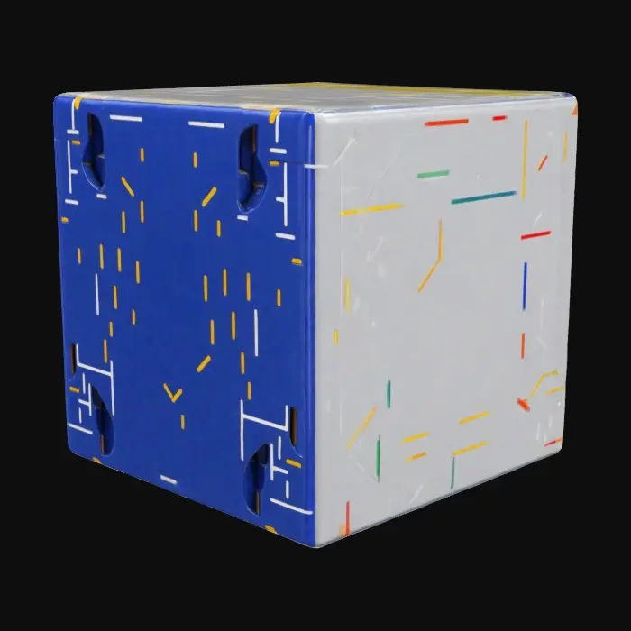 3D model for I want to create a cube with three colors: #F26558, #999C9E, and #ECE9E9. Each color should be applied to opposite sides of the cube. For example, if one face is #F26558, the face directly opposite to it should also be #F26558. Similarly, #999C9E and #ECE9E9 should each be applied to opposite faces of the cube. The cube should have a clean, smooth surface with evenly distributed colors.