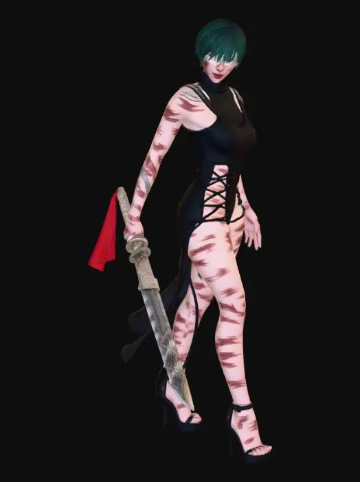 3D model for Scarred Warrior with Crimson Blade
