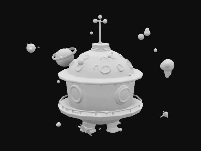 3D model for Cute space station, stylized