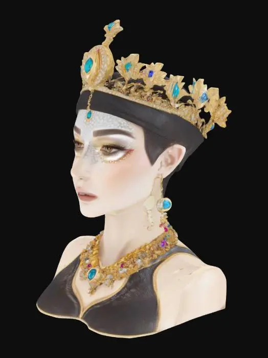 3D model for Cleopatra crown, detailed, symmetrical