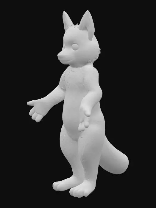 3D model for A whimsical humanoid with a soft, fuzzy texture covering its entire body, like a fluffy moth. Its rounded form is a blend of pastel yellows, blues, and creams, giving it a comforting, plush appearance. Its short, stubby limbs end in tiny, almost hidden paws. Huge, feathery antennae extend from its head, constantly twitching with curiosity. Its large, round eyes convey a gentle, innocent expression. Two broad, symmetrical wings, patterned with soft, blurred spots and stripes, unfold from its back, feeling like the finest cashmere.