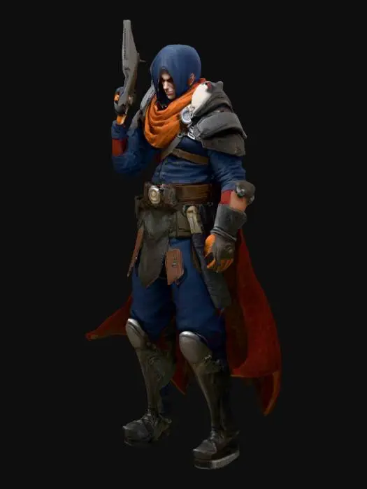 3D model for Infamous character, Human, correct detail, Complete model, smooth and even, detailed, symmetrical, popular, professional craftsmanship, theatrical composure and depth, Contrasting, high resolution, even color tones, detailed textures, symmetrical textures, clarity