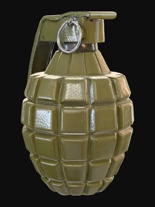 3D model for Fragmentation Grenade on Wooden Surface