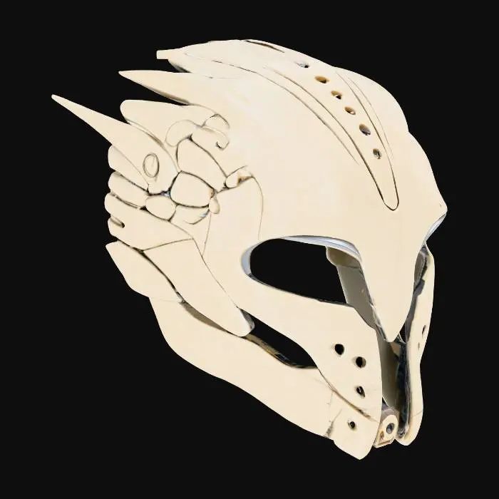 3D model for A Robotic Bionicle mask with a Desert wanderer, Dune aesthetic, LEGO Technic, Mask only, Smooth, Metallic