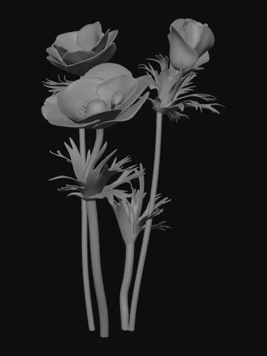 3D model for Pink Anemone Blooms, #EasterEgg2026#, #EasterEgg2026#
