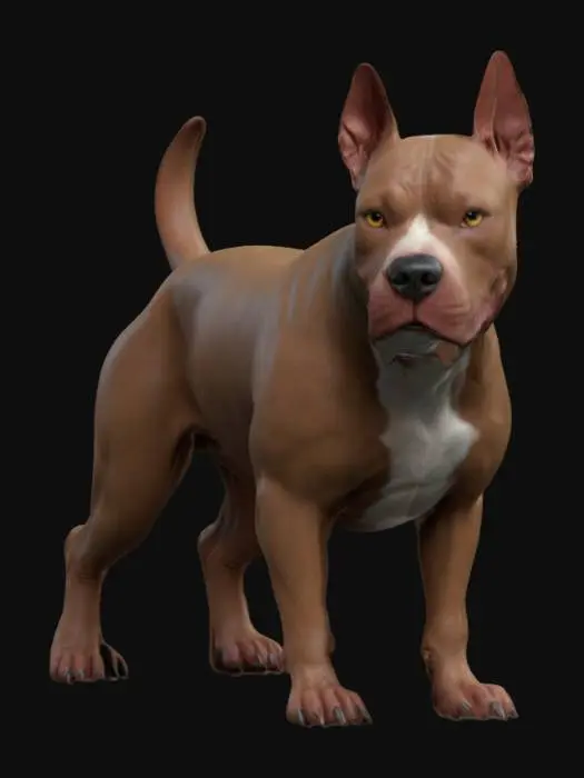 3D model for A highly detailed, high poly, high resolution 3d model of a Pitbull dog