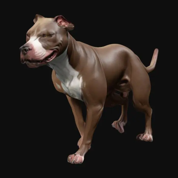 3D model for A highly detailed, high poly, ultra realistic, high resolution 3d model of a Pitbull dog, accurate proportions and anatomy