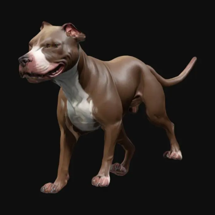 3D model for A highly detailed, high poly, ultra realistic, high resolution 3d model of a Pitbull dog, accurate proportions and anatomy