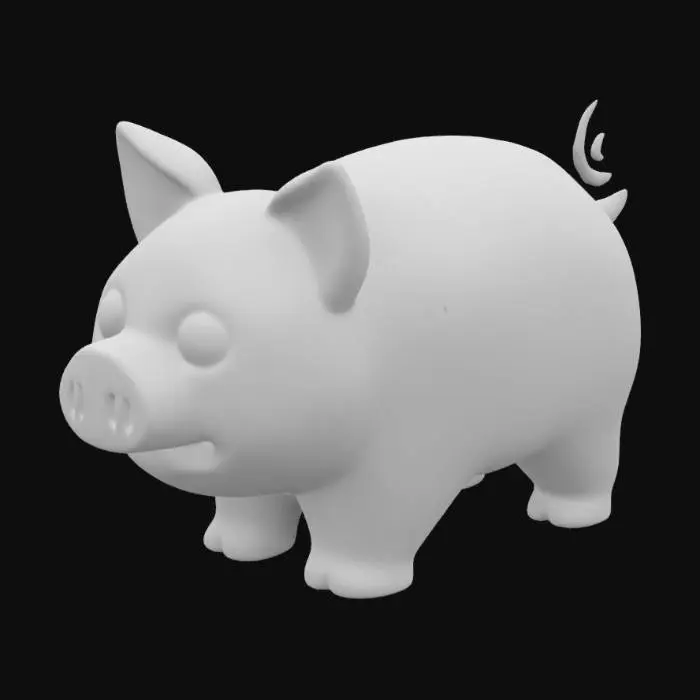 3D model for Bir domuz pembe renkte burnu kuyruğu var gözleri tatlı ve küçük