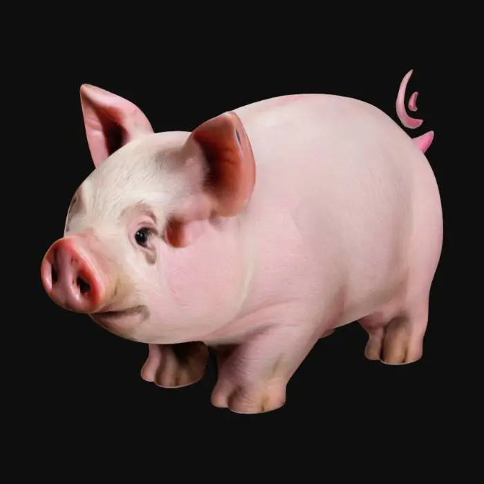 3D model for Bir domuz pembe renkte burnu kuyruğu var gözleri tatlı ve küçük