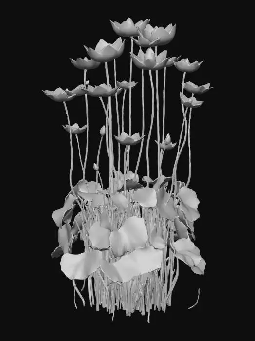 3D model for Pink Lotus Bloom in the Field
