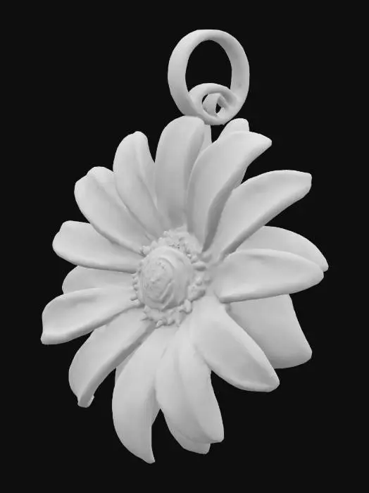 3D model for a beautiful daisy flower charm, colorful, Gold and Jade, Ultra Realistic, Highly Detailed