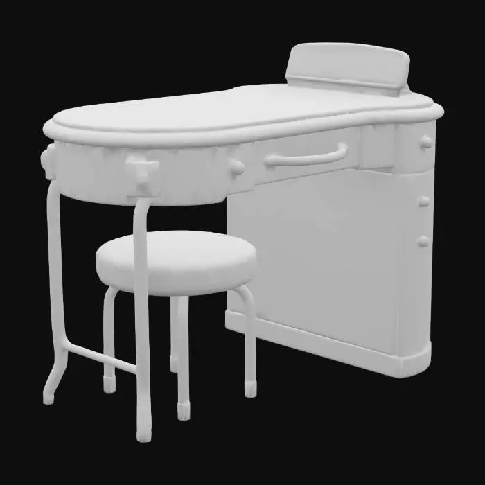 3D model for a 1950's manicure table , retro, maragold yellow