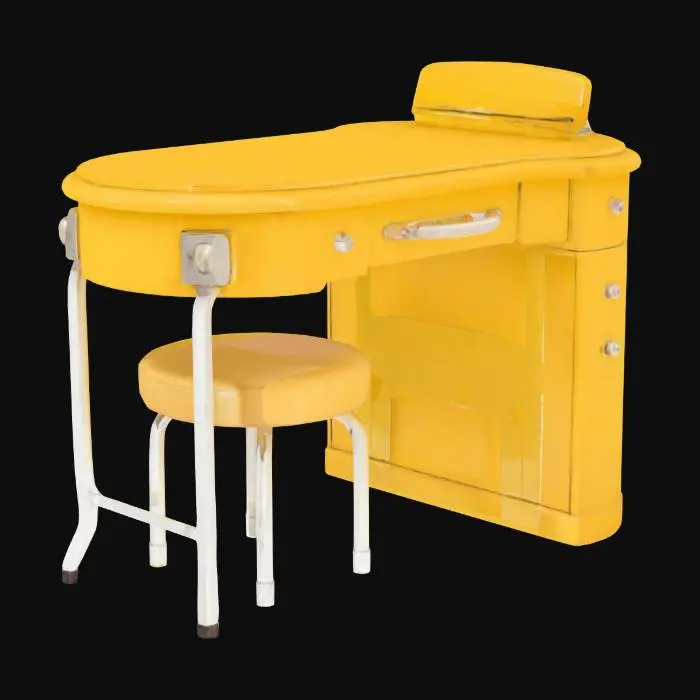 3D model for a 1950's manicure table , retro, maragold yellow