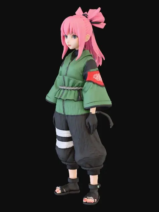 3D model for i want a model of Sakura character in naruto anime. then i want you to colour it just like the anime.