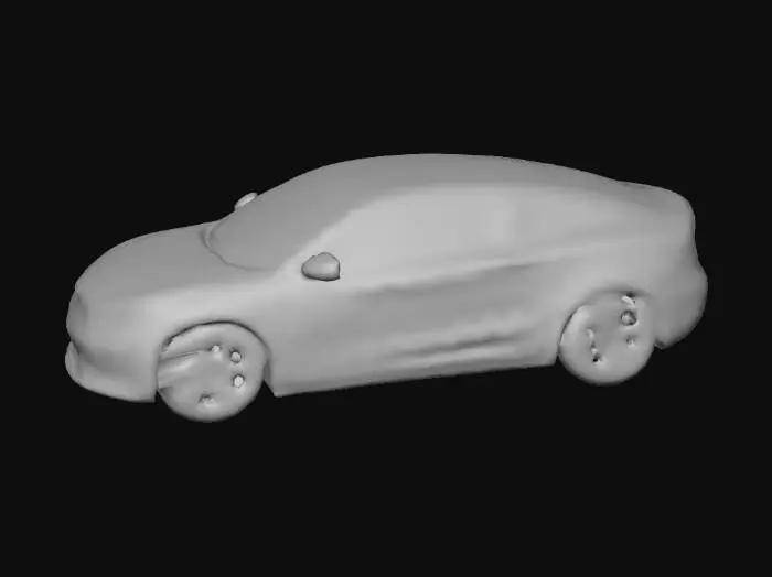 3D model for A highly detailed, realistic 3D model of a Tesla Model 3 electric car. Smooth aerodynamic body, metallic paint with reflections, glass windows, detailed wheels and tires, headlights and taillights, Tesla logo on the front and back. The model should look clean and production-ready, with accurate proportions, realistic textures, and PBR materials. Full car body with wheels, suitable for rendering and animation.
