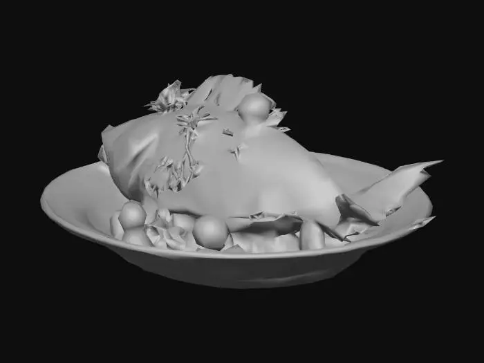 3D model for a strange alien fish dinner on a plate