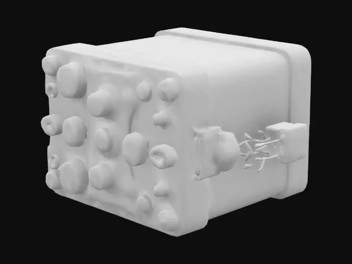 3D model for A damaged neural implant module, disconnected from its original user. Sci-Fi, Cybernetic, Highly Detailed.