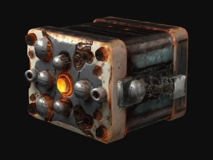 3D model for A damaged neural implant module, disconnected from its original user. Sci-Fi, Cybernetic, Highly Detailed.