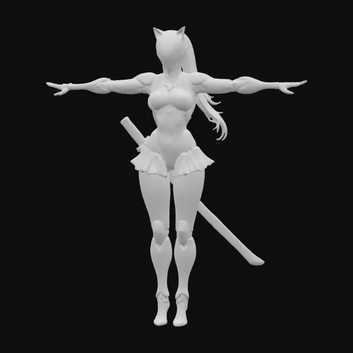 3D model for Cyborg Warrior With Cat Ears