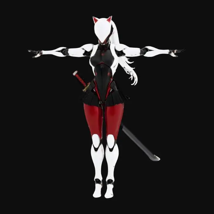 3D model for Cyborg Warrior With Cat Ears